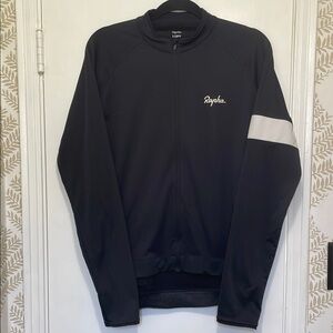 Rapha Black Cycling Zip Up Jacket with White Accent - Size XL
